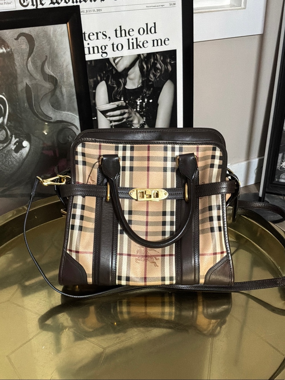 BURBERRY | AUTHENTIC HAYMARKET CHECK MINFORD TOTE SATCHEL BAG